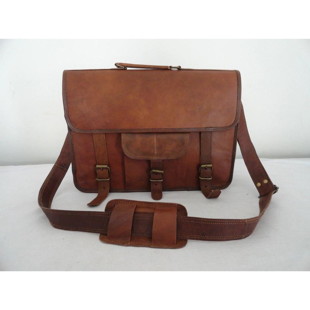 Vintage Dokumentmappe Satchel Mykt Skinn Laptop Messenger Bag Skulder Ny