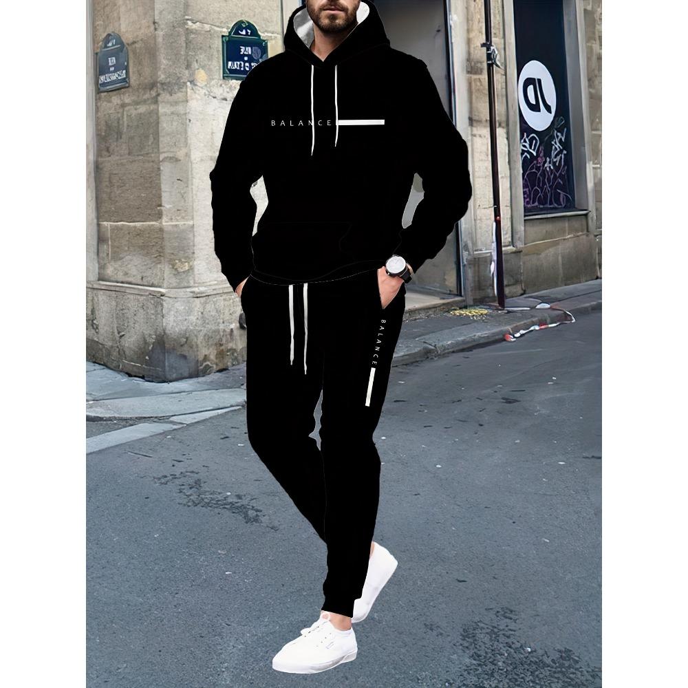 Ensemble Hoodie et Pantalon de Jogging Simple à Rayures Imprimé 3D pour Homme Sweatshirts Pantalons de Jogging Ensemble Décontracté Deux Pièces