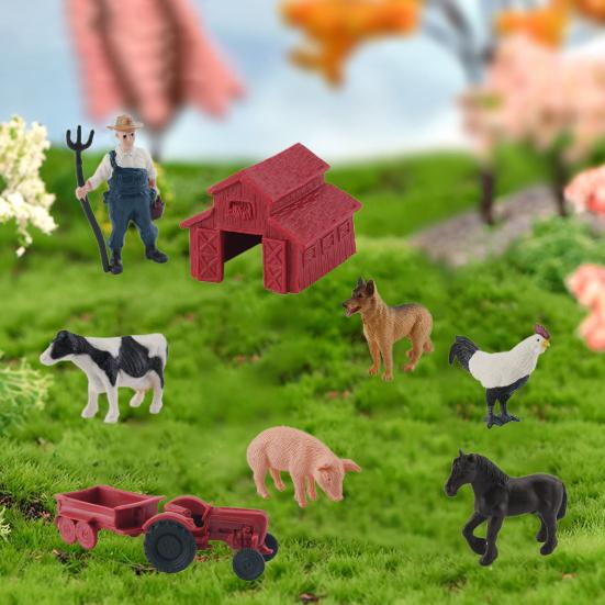 1 Set Farm Animal Figurines Cute Plastic Miniature Figurine Pretend Toys Scene Props Educational Toy Solid Model Simulation Cattle Sheep Dog Duck