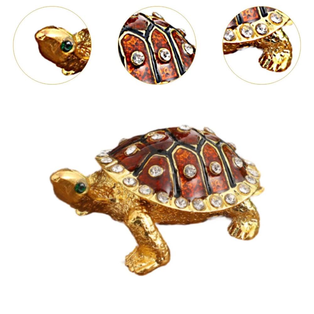 Decorative Turtle Jewelry Box Retro Metal Turtle Ornament Vintage Storage Case Gift Box