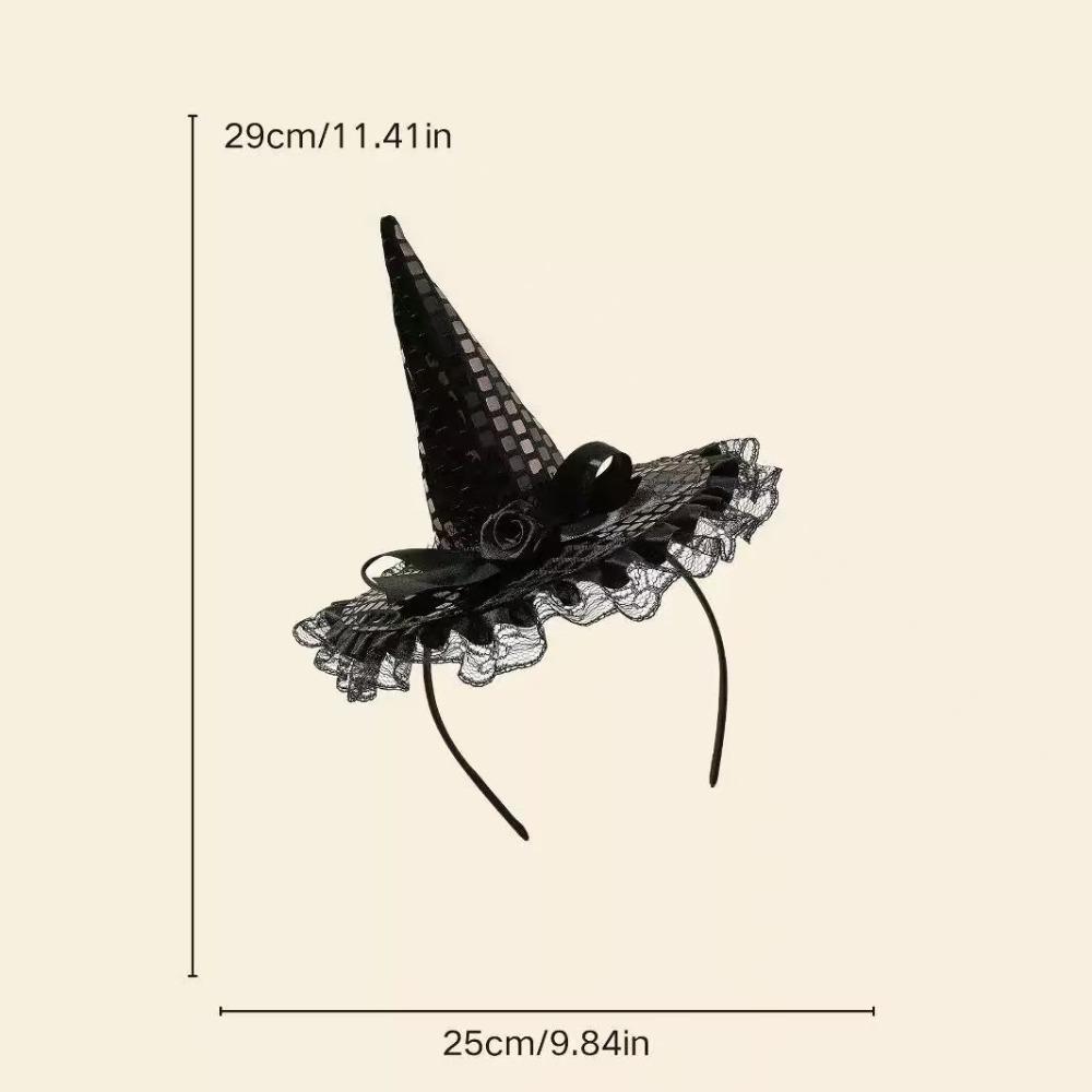 Halloween Decoration Witch HatGothic Role Play Costume Accessories with Feathers and BowLace Brim Party Party SuppliesDecoration