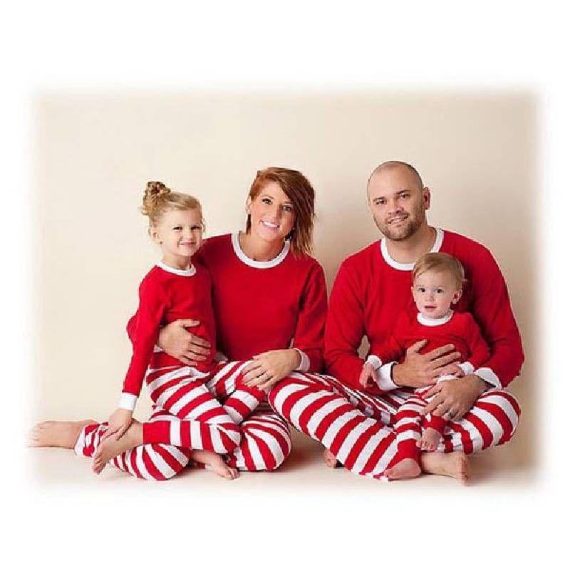 Christmas Family Matching Cotton Blend Pajamas Set RED-WHITE,8T