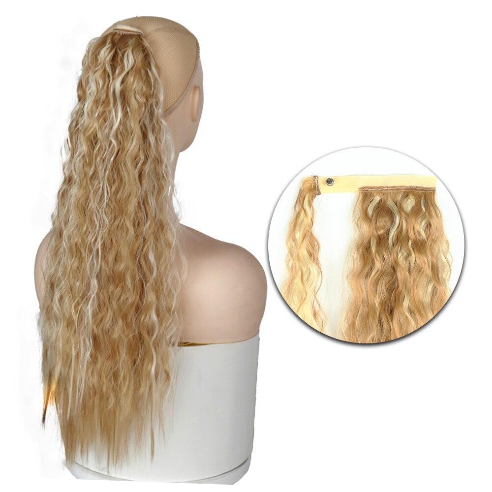 MISS WIG Synthetic Long Curly Fluffy Clip In Hair Extension Wrap Around Ponytail Heat Resistant Natural Wig For Women Daily Wear