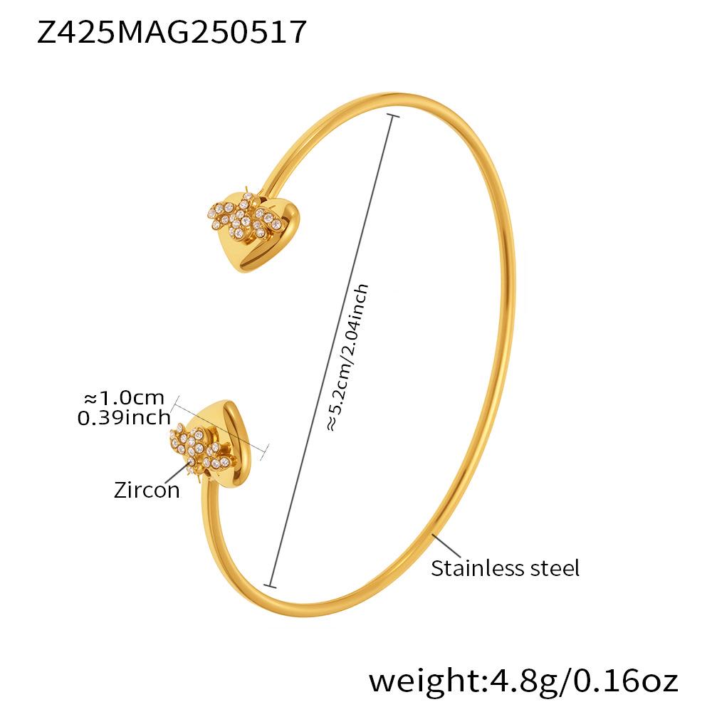Qiong Yao 18K Gold Camellia Heart Zirconia Openable Bracelet - Luxurious Women s Accessory