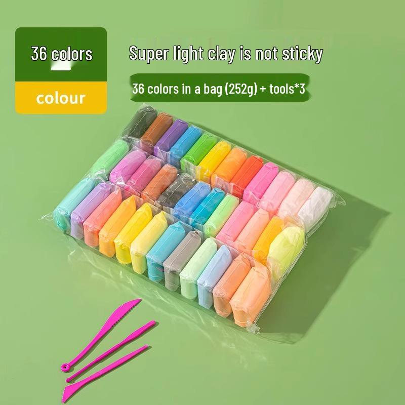 36-Color Super Light Modeling Clay Set: Stone, Space Sand & Crystal Clay for Kids' DIY Creations