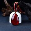 Yellow Beeswax Sweater Necklace Water Drop Flowers Gourd Leaves Amber Pendant Necklace Handicraft National Style Pendant