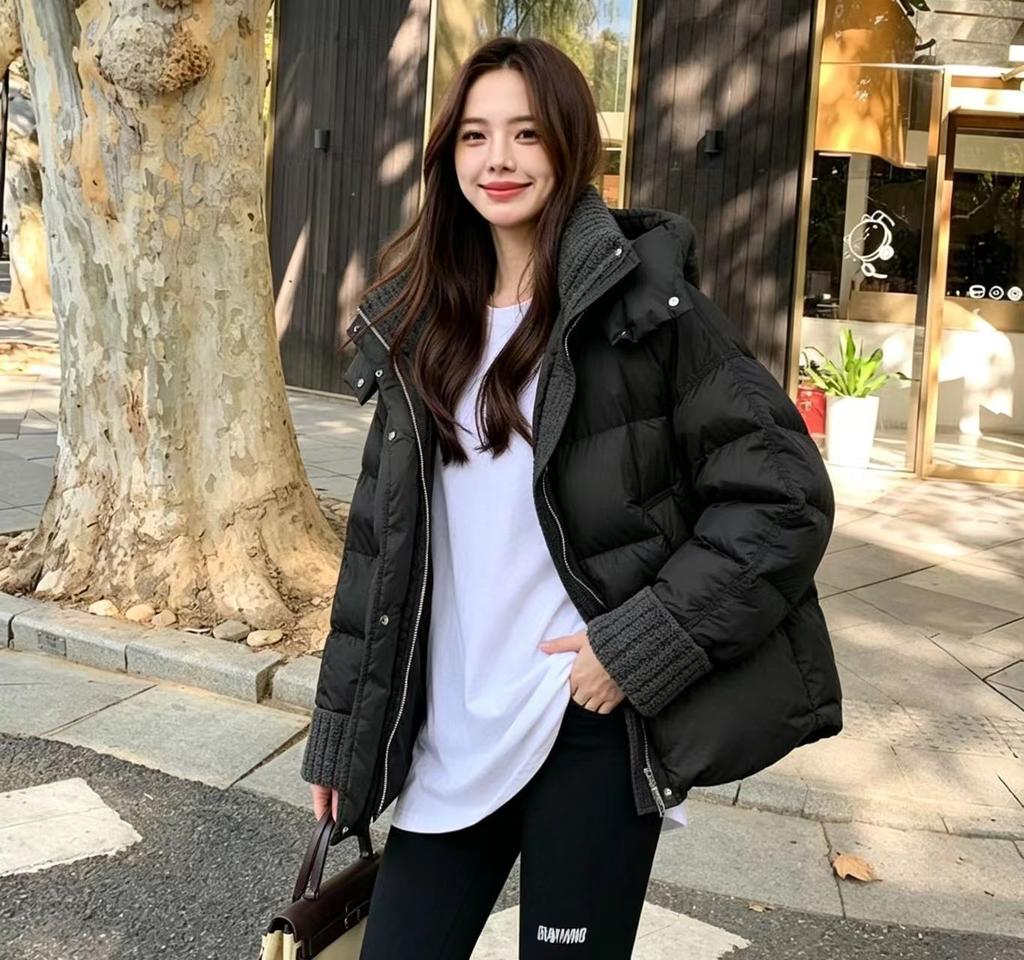 Winter New Hooded Fashion Loose Large Size Small Women's Padded-Padded Jacket