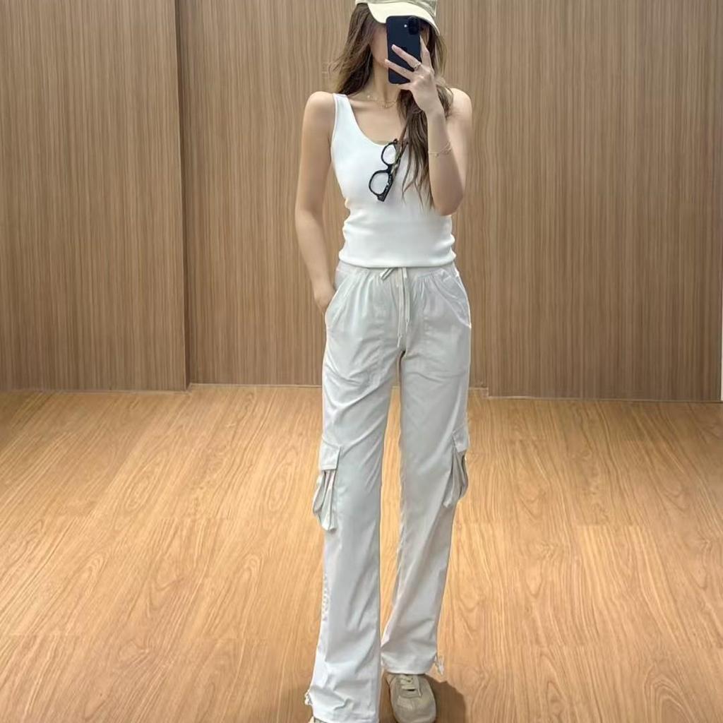 Lulu Parachute Cargo Pants - Women's Mid-High Waist, Sporty, Casual, Loose Fit with Straight Leg