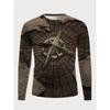 Fashion Compass 3D Printed Men's Long Sleeve T-shirt Spring Retro Casual Crew Collar T-shirt