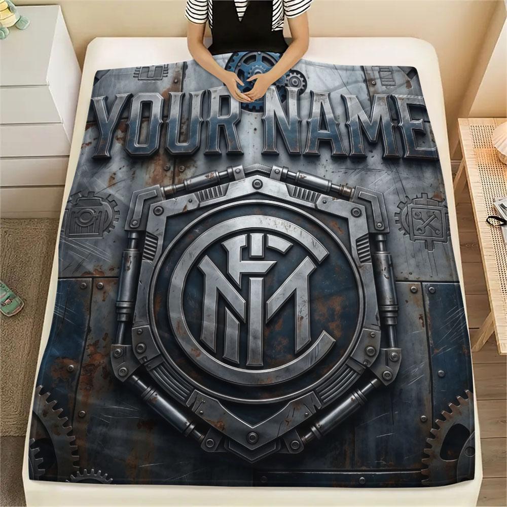 Custom Name,FC Internazionale Milano Printed Flannel Blanket, soft throw for bedroom sofa, washable, Christmas present, great gift.