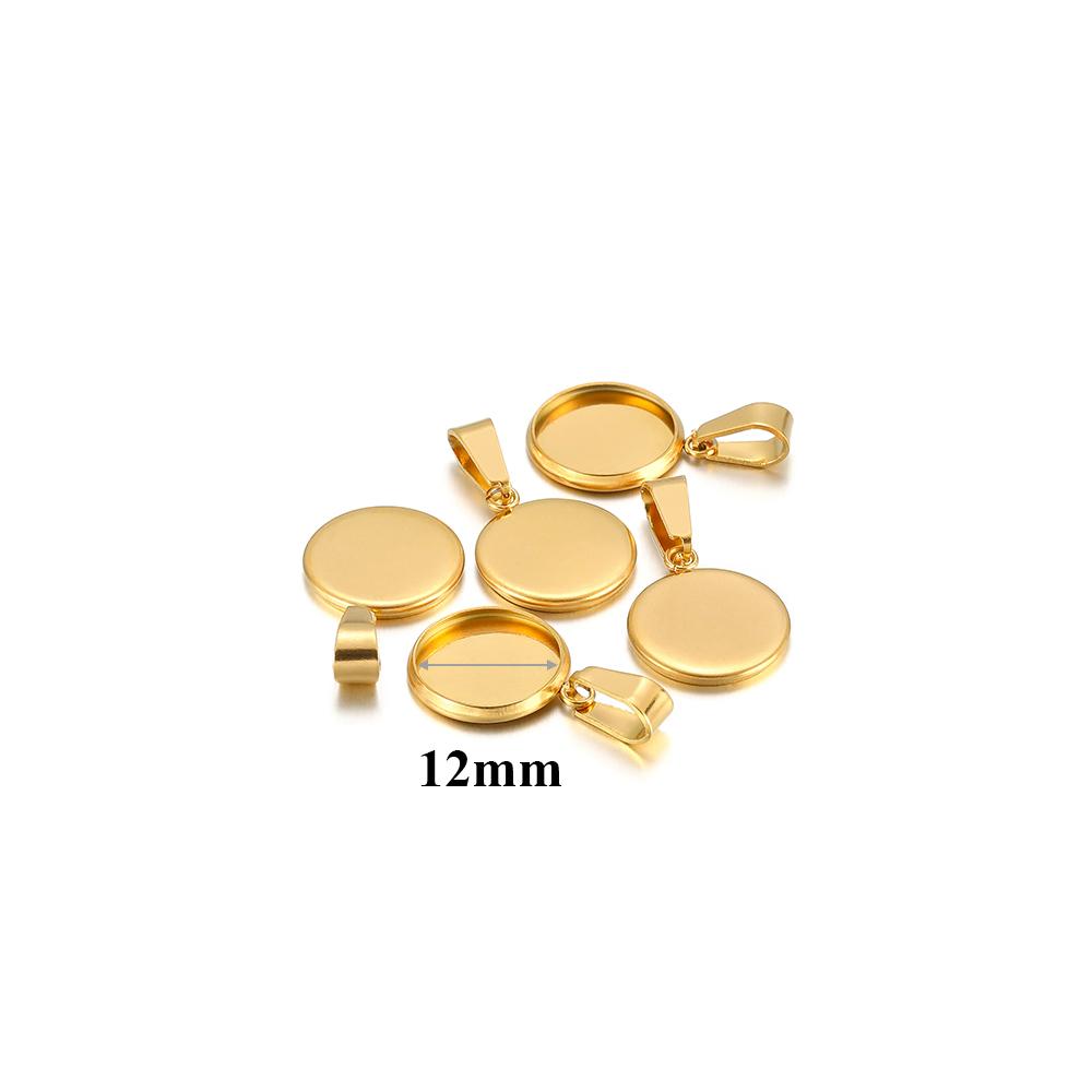 10pcs Fit 10 12 16 20 30mm Stainless Steel BlankCabochon Cameo Base Settings Tray Bezels Pendant Charms for DIY Jewelry Making