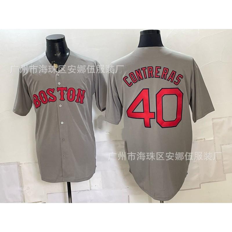 Maglietta da Baseball Unisex Ricamata Boston Red Sox Abbigliamento Sportivo Miscela di Cotone Traspirante Abbigliamento per tifosi