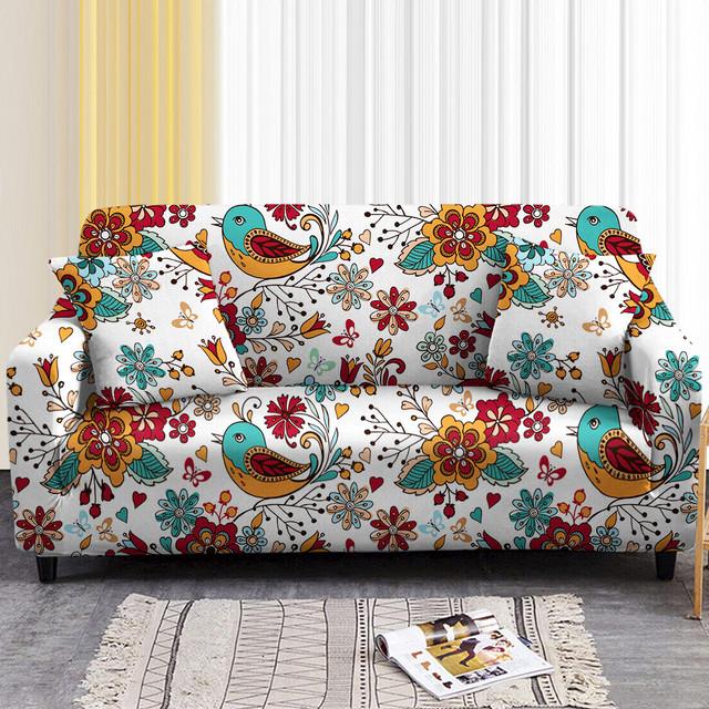 Flower Printing Stretch Sofa Cover Elastic Furniture Protector Slipcovers Couch Cover Sofa Covers For Living Room 1 /2 /3 /4 Seater