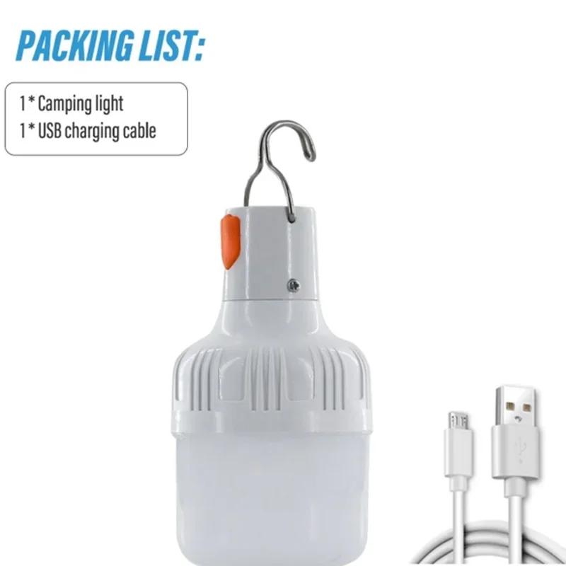 USB Rechargeable LED Lamp Outdoor Bulbs 60W Emergency Light Hook Up Camping Fishing Portable Lantern Night Lights