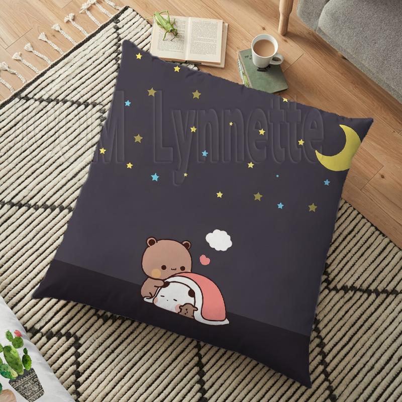 Mléko a mocha páry Panda Bear Bubu Dudu Povlak na polštář Hodový polštář Domácí Dekorativní čtvercový tisk Polštář Polštář na pohovku 45CM