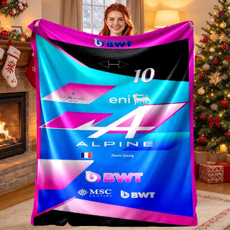 BWT Alpine F1 Racing Team (5) Pattern Blanket for Home Decoration, Bed, Sofa, Car Travel, Camping, Suitable for All Seasons, Birthday Christmas Gift