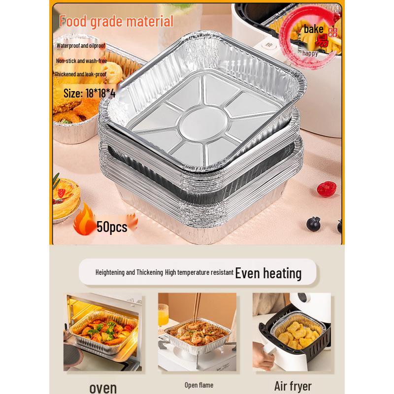 Food Grade Square Tin Foil Bowls for Air Fryer and Oven Baking