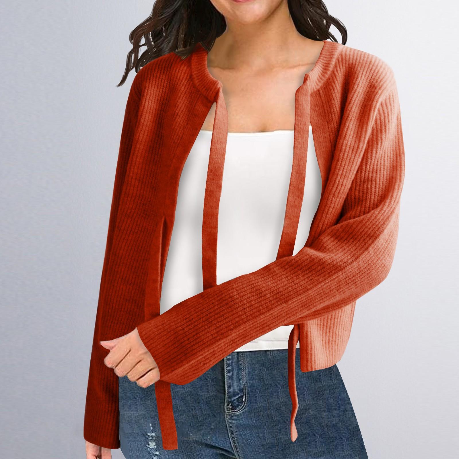 

Женский кардиган с круглым вырезом и длинными рукавами, на шнуровке, приталенный S шафрановый