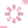 24PCS French Pink Glitters Short False Nail With Bows Design ABS Fake Nail Easy To Apply For Women Party Comfortable Wear