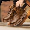 Martin Boots Men's Autumn British Style Retro Brown Leather Boots Outdoor Mountaineering Non-slip Wear-resistant Leather Boots
