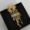 Vintage Devil's Eye Brooch Imitated Pearl Exaggerated Sparkling Rhinestone Tassel Pin Trendy Delicate Water Droplet Brooch