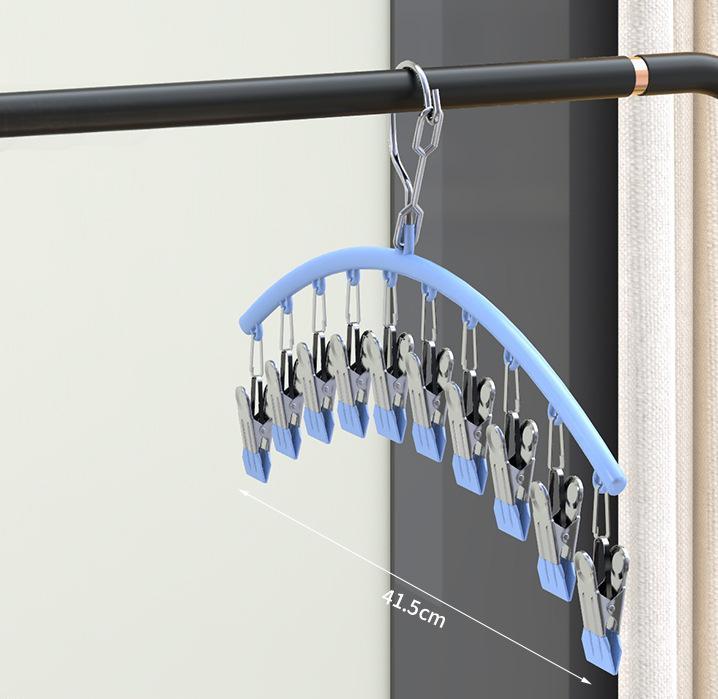 Вешалка изогнутой формы металлические вешалки для брюк для йоги вешалка для брюк с 10 прищепками экономящие место подвесные вешалки органайзер для шкафа с резиновым покрытием 1PCS синий 980₽