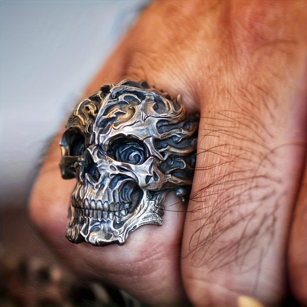 Vintage Punk Stainless Steel Skull Rings For Men Gothic Punk Horror Skull Rings Hip Hop Men Motorcycle Rock Biker Jewelry Gifts