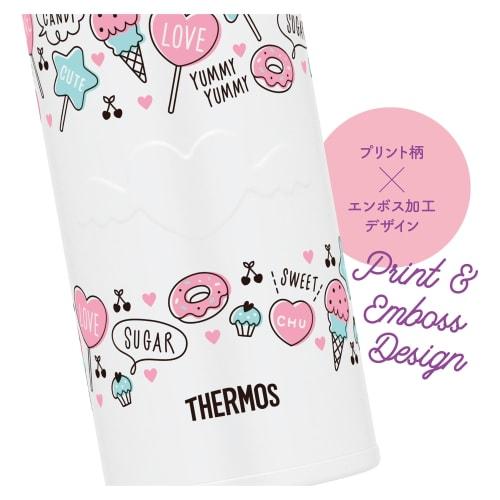 Thermos Water Bottle Vacuum Insulated Mobile Mug 400ml White Pink JNR-401 WH-P
