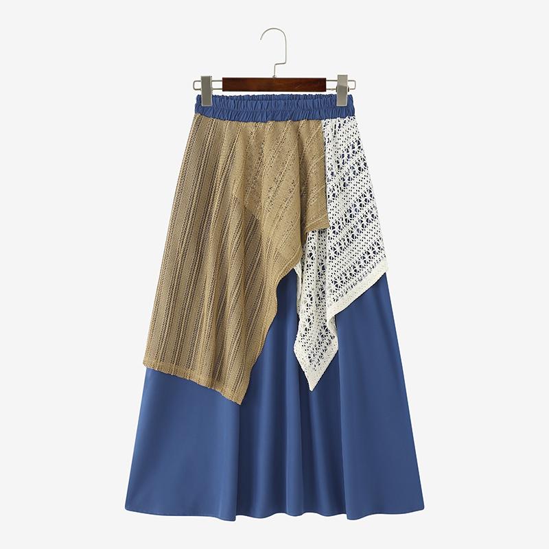 

ZANZEA Женские повседневные длинные юбки свободного кроя с эластичной талией, лоскутные, связанные крючком L