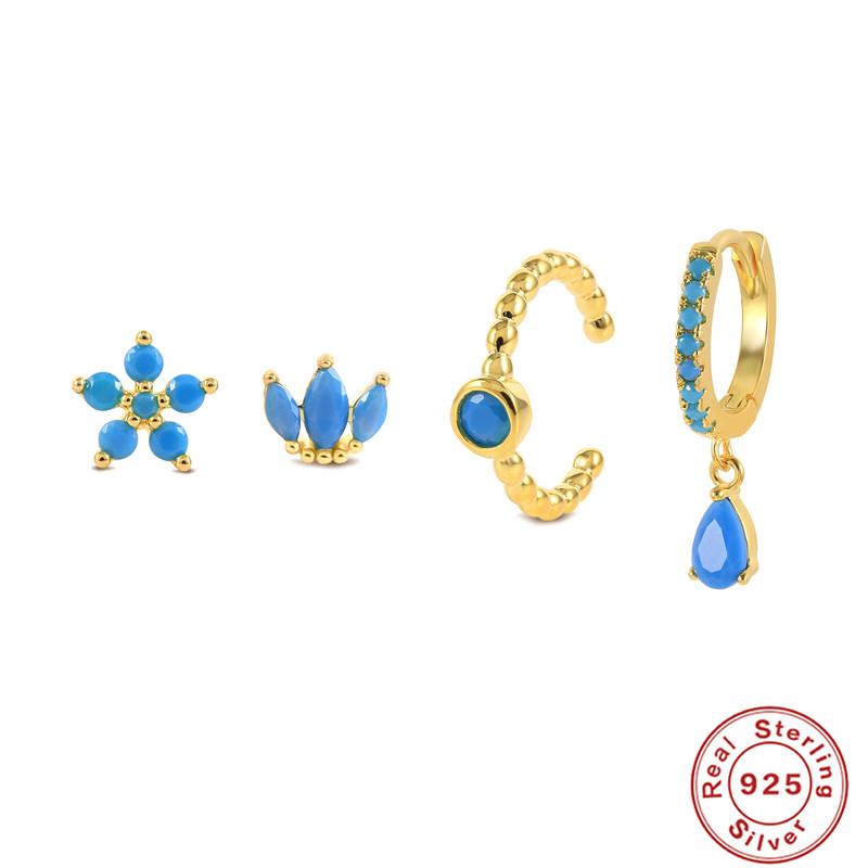 A Set Of Three 925 Silver Earrings, A Set That Saves Worry And Time, And Is Matched With Earrings For Daily Commuting.