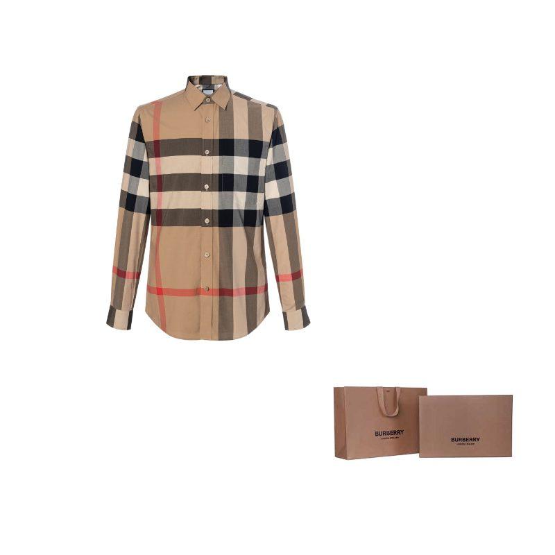 Burberry Check Stretch Cotton Poplin Shirt 80102131