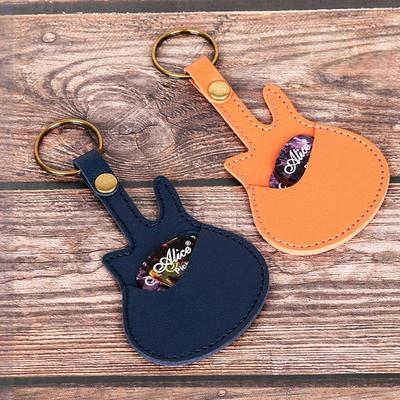 1 Pièce Sac à Médiators en Cuir Porte-Médiators Étui Forme Guitare Avec Porte-Clés Accessoires Guitare Accessoires Instrument