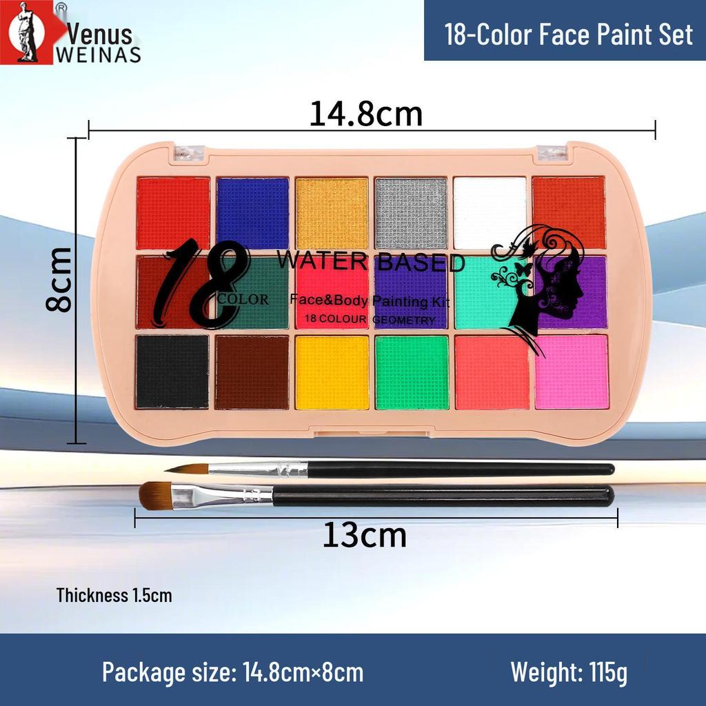 Multicolor Water-Soluble Face Paint Set for Stage, Halloween, and Kids' DIY Makeup