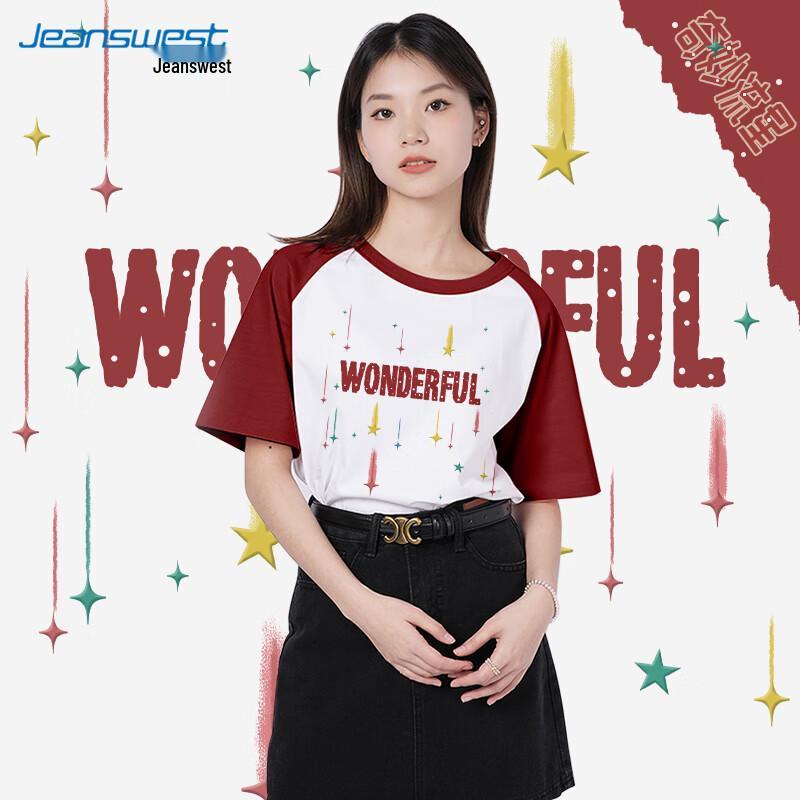 Jeanswest Women s 2025 Spring Raglan Colorblock T-Shirt M