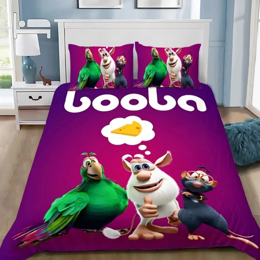 Housse de couette taie d'oreiller dessin animé B-Boobas Décoration de chambre Cadeau enfant adulte Lit simple double Grande taille Housse de couette à fermeture éclair 100x150cm ivoire