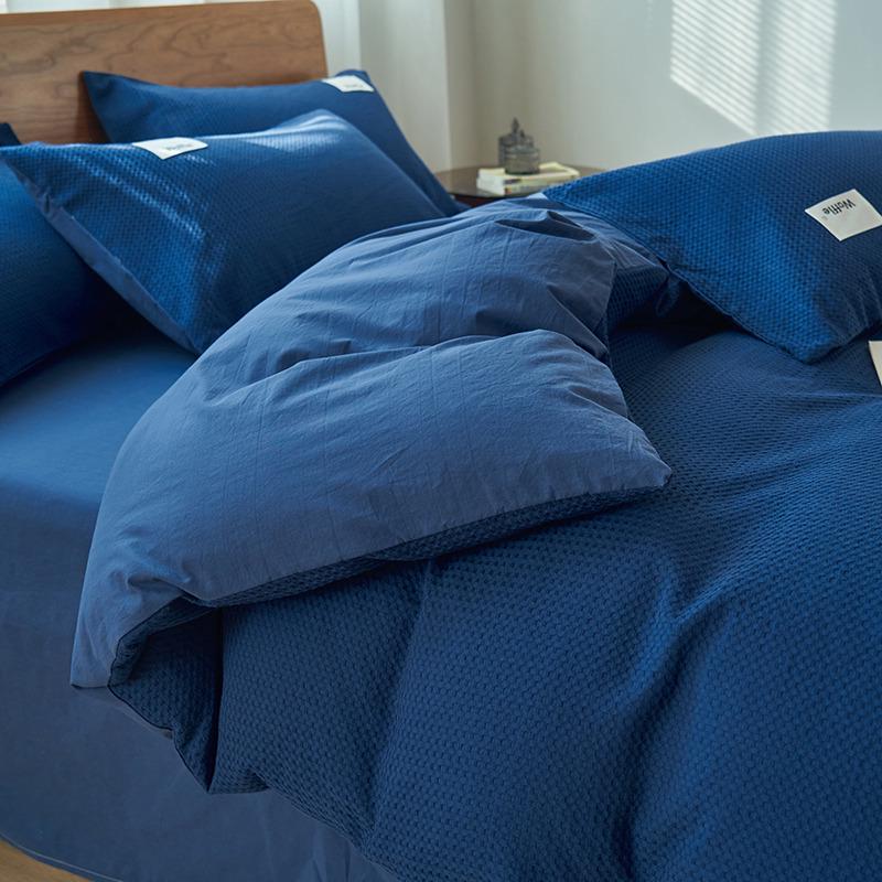 Class A Cotton Waffle Weave Luxury Bedding Set: Duvet Cover, Bed Sheet, & Pillowcases