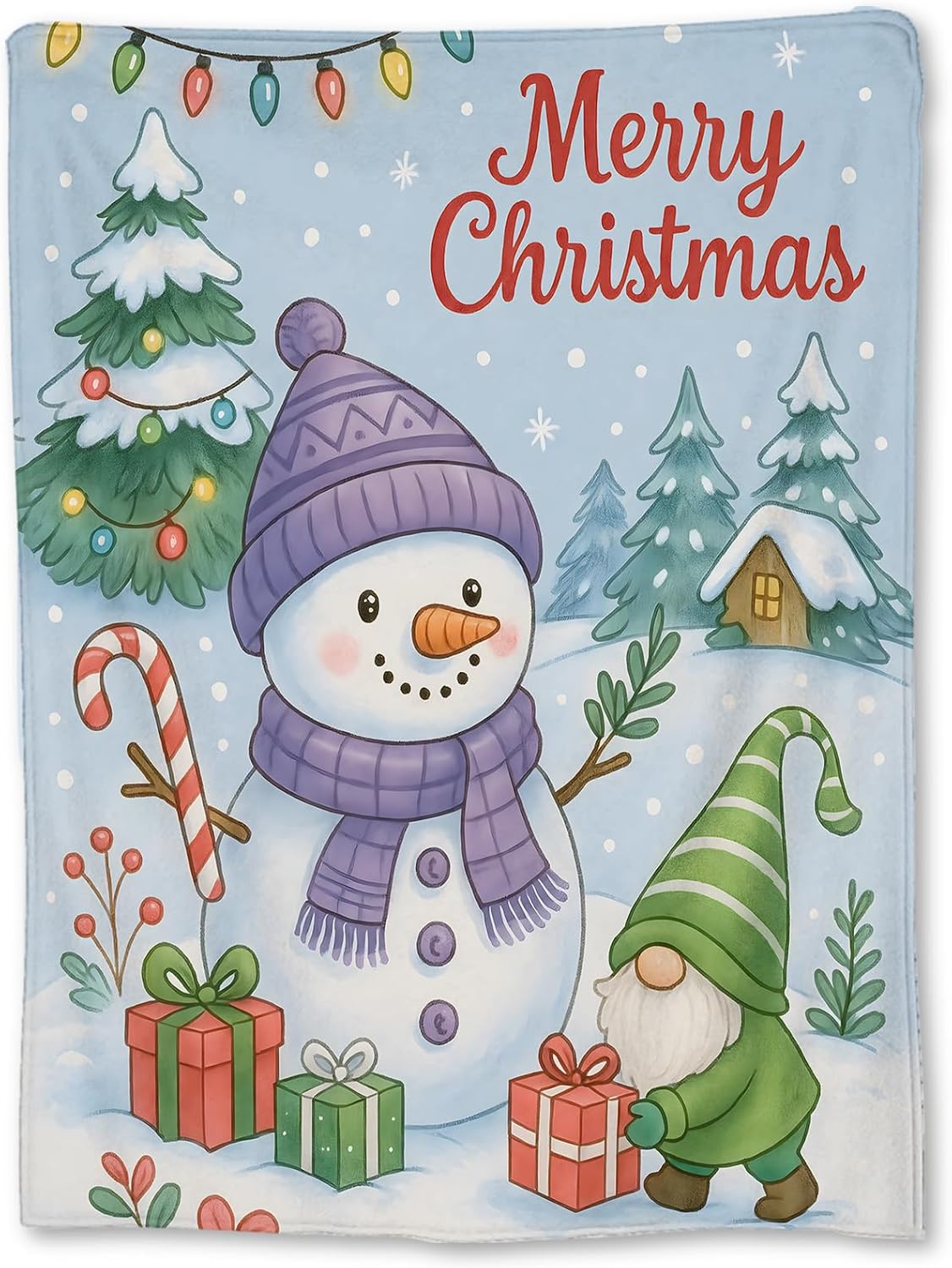 Christmas Snowman Blanket, Soft Lightweight Flannel Farmhouse Style Holiday Cardinal Bird Throw Blanket for Couch, Bed, Travel 75x90cm