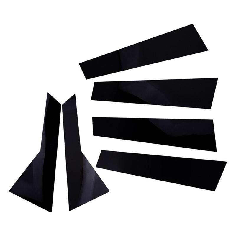 6Pcs Car Door Window Pillar Trim Cover Stickers Glossy Black Auto Exterior Accessories for Volkswagen Jetta