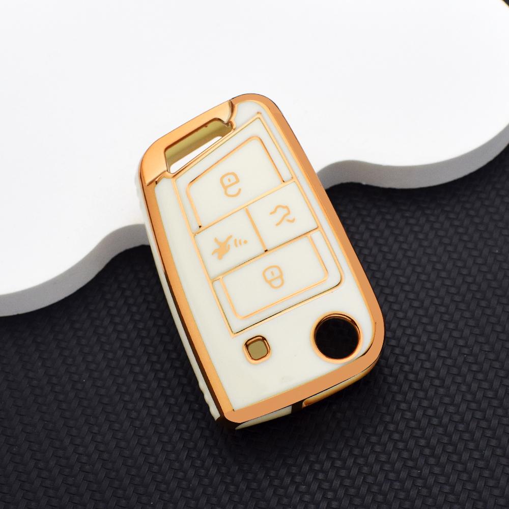 

Soft TPU Key Case For VW SEAT Skoda 3/4 Button Key Case Protective Cover for Golf 7 MK7 Tiguan MK2 Leon FR 2 Octavia Key Chain