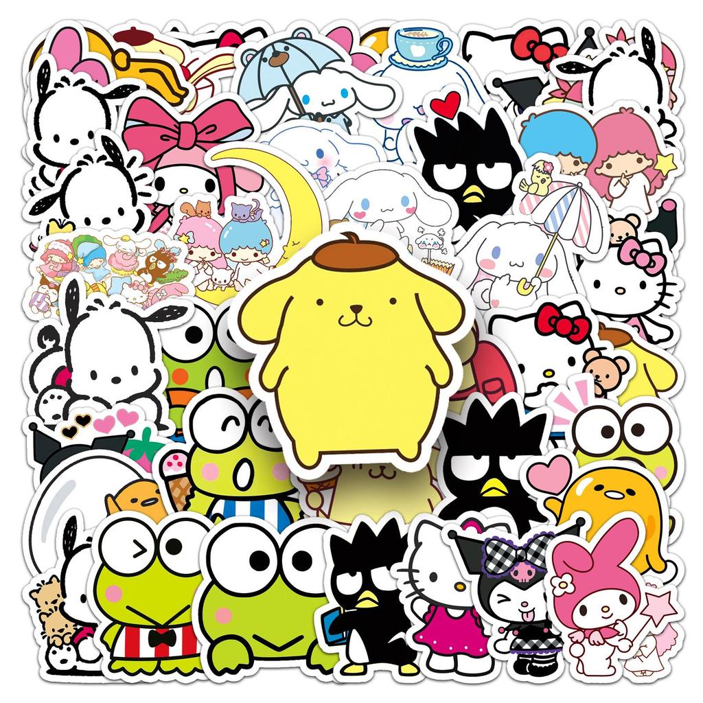 51 Sanrio Stickers: KT Cat, Pompompurin, Cinnamoroll - Waterproof Cartoon Decoration for Suitcases