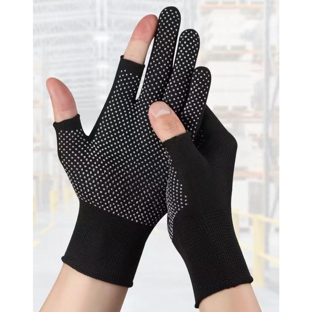 Labor Gloves, Nylon, Anti Slip Latex, Half Finger Gloves, Construction Site, Work, Packaging, Warm, Soft, Breathable, Sunscreen Gloves