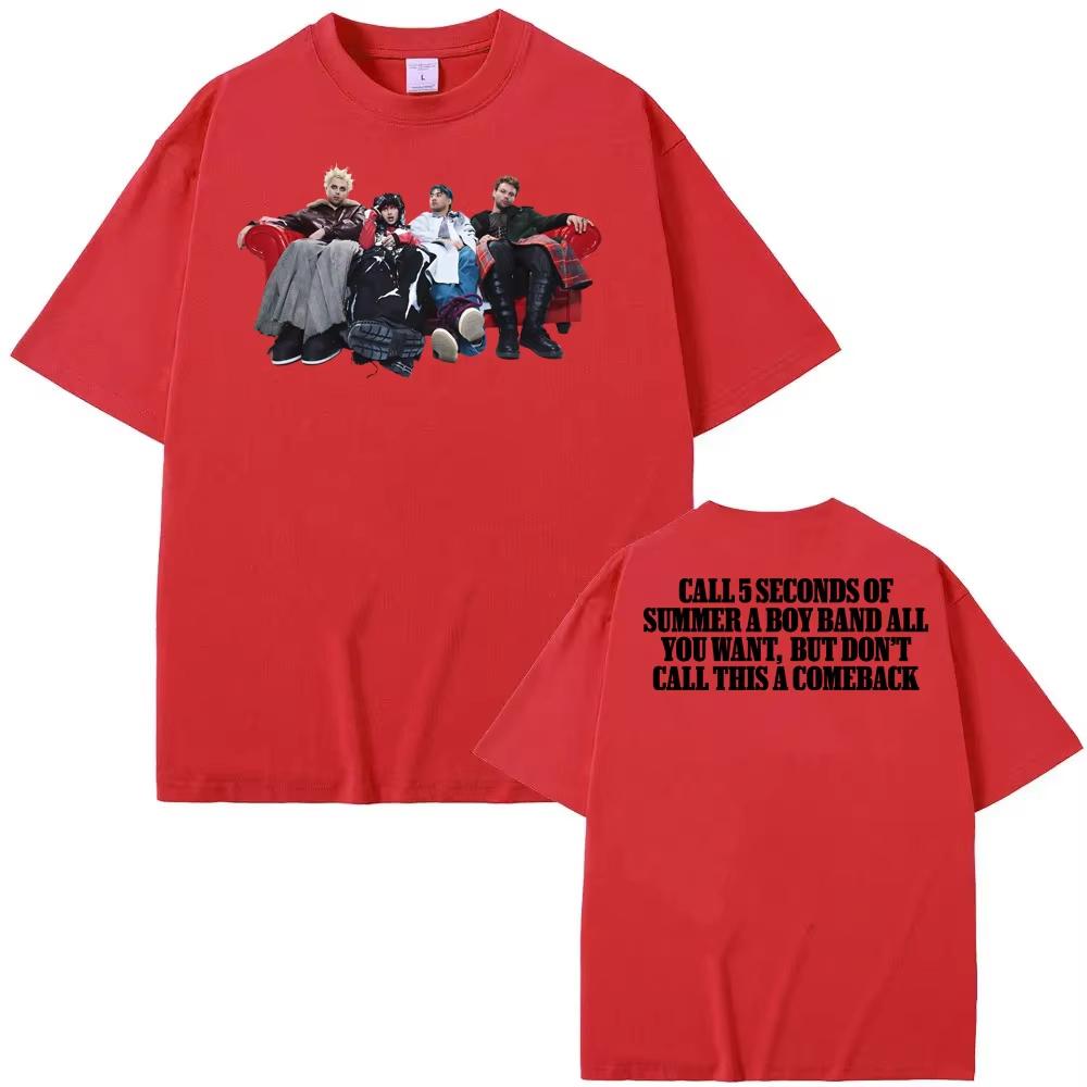 5 Seconds of Summer Tee 2025 New Album NOT OK Tops Summer Hip Hop 100cotton Teeshirt High Quality Retro Round Neck Tshirt