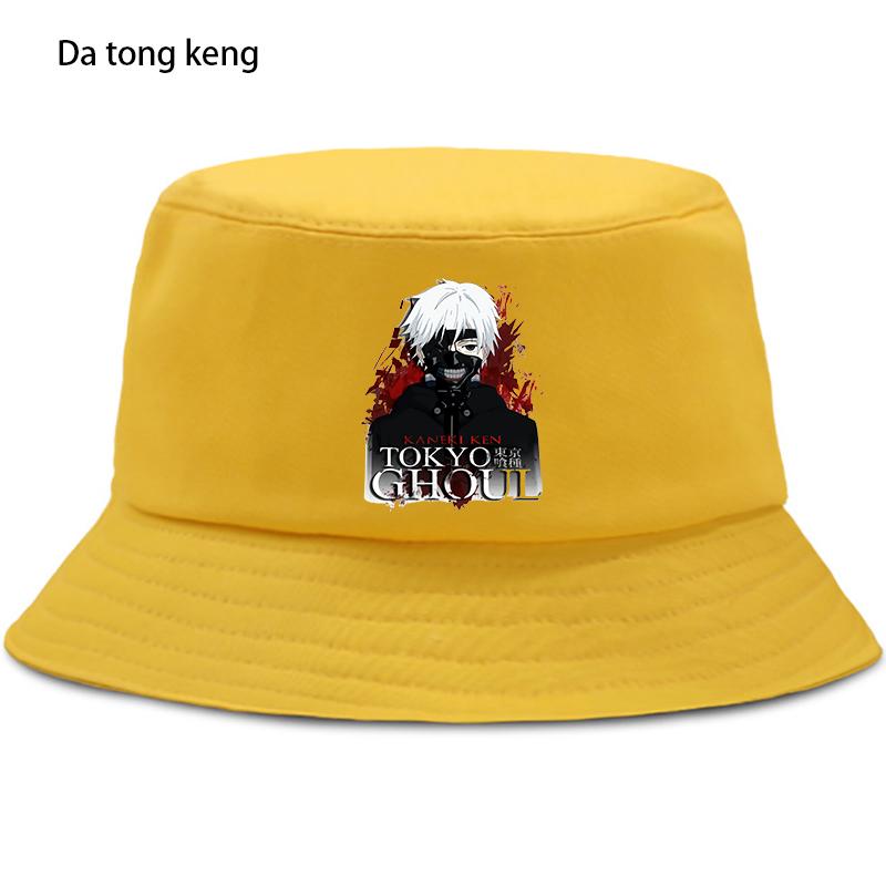 Tokyo Ghoul Japão Anime Engraçado Bucket Cap Casual Engraçado Chapéu de Sol Harajuku Algodão Bucket Hat Unissex Outdoor Protetor Solar Fishermans Hat