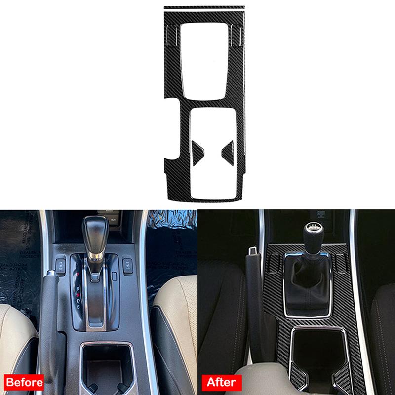 Carbon Fiber Gear Shift Panel Cover for Honda Accord 13-17 Interior Console Trim Overlay Accent Car Styling Accessories