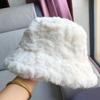 Faux Fur Bucket Hat for Women Winter Thick Plush Girls Fisherman Cap Korean Solid Color Warm Fluffy Sun Visor Panama Caps