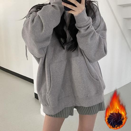 Women's Oversized Hoodies Full Zip Up Long Sleeve Sweatshirt with Pockets Casual Drawstring Jackets Fall Outwear