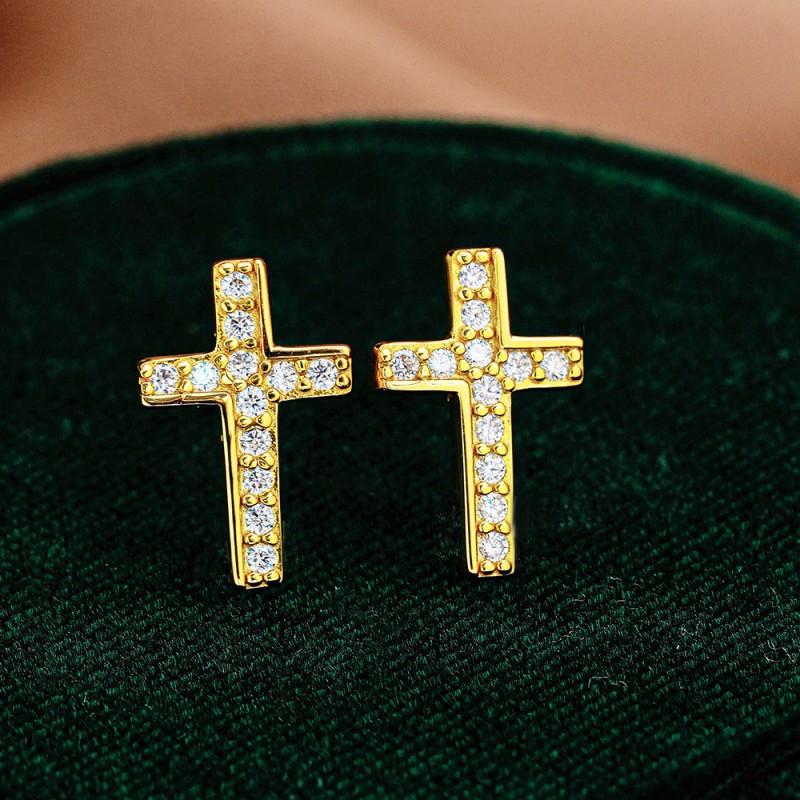 Cross Stud Earrings Women Sterling Moissanite Fashion Hip Hop Style 2025 925 Sterling Silver