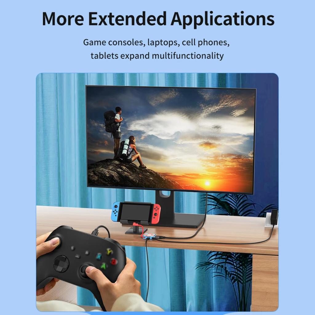 For Nintendo Switch 2 Portable 3-in-1 Docking Station Expansion Simple Type-C 4K TV Convenient HDTV & USB3.0 & PD for NS Switch2