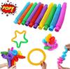 16 Pack Pop Tubes, Multi-Color Stretch Tubes Sensory Toys, Fidget Toys for Adults & Kids, Stress & Anxiety Relief Sensory Stretch Tubes