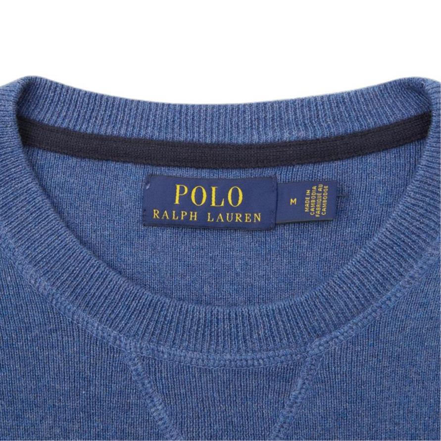 Polo Ralph Lauren Embroidered Crew Neck Long Sleeve Knit Sweater Men Sweater Blue MNPOSWE16820536-400